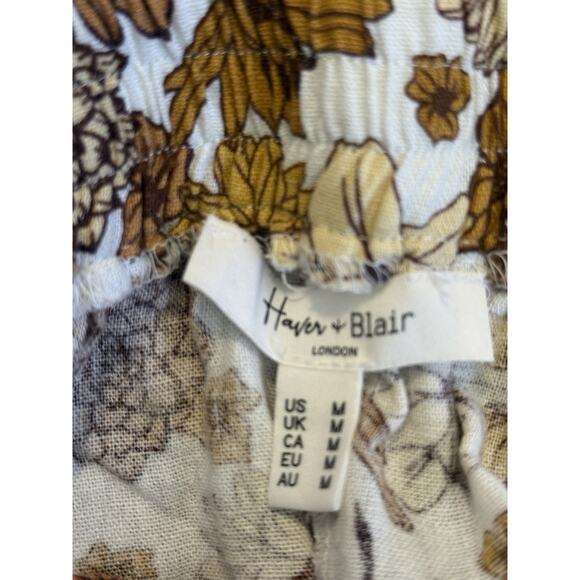 Haver & Blair London Womens Wide Leg Crop Pants Size M Linen Blend Floral NWT - Picture 9 of 12